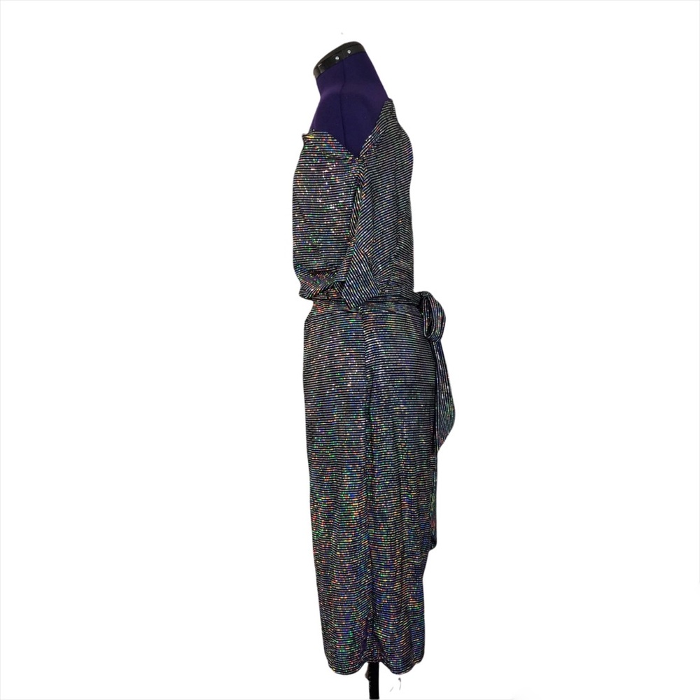 Solid Silver Shiny Metallic Rainbow Sequins Off S… - image 2